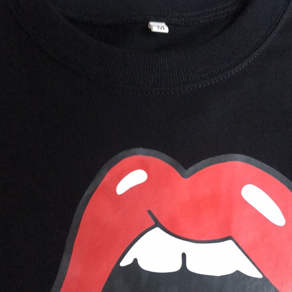 Black Leopard Lips Sweatshirt Medium - Picture 3 of 7